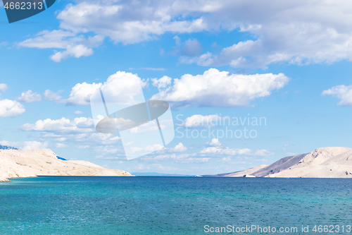 Image of Rucica beach on dry rocky Pag island, Croatia