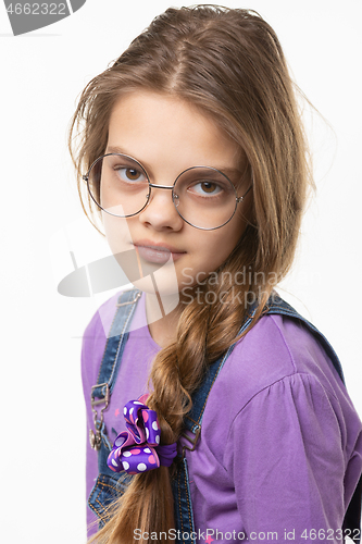 Image of Portrait of a beautiful girl of eleven years of Slavic appearance