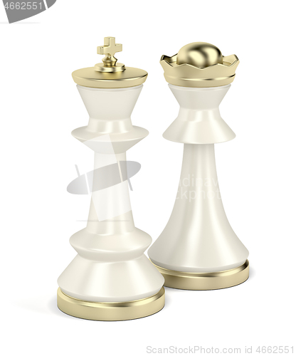 Image of White king and queen chess pieces