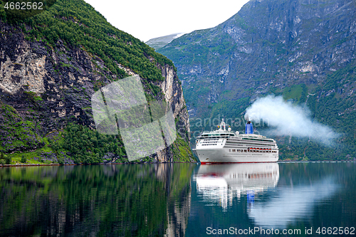 Image of Cruise Liners On Geiranger fjord, Norway