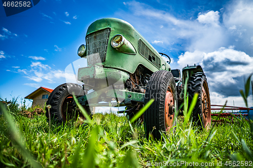 Image of Old tractor in the Alpine meadows