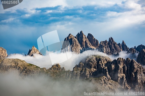 Image of Scenic view of the beautiful landscape in the Alps