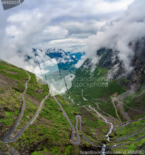 Image of Troll\'s Path Trollstigen or Trollstigveien winding mountain road