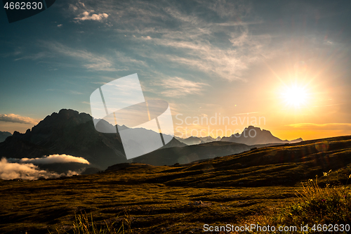 Image of Scenic view of the beautiful landscape in the Alps