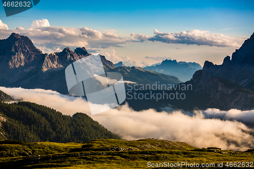 Image of Scenic view of the beautiful landscape in the Alps