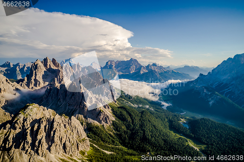 Image of Scenic view of the beautiful landscape in the Alps