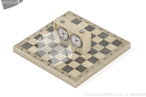 Image of Chess board and chess clock