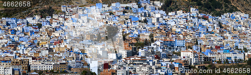 Image of Panorama of blue city Chefchaouen