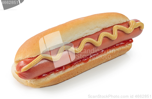 Image of Hot dog with mustard and ketchup