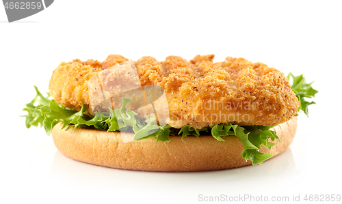 Image of toasted burger bread with fried chicken