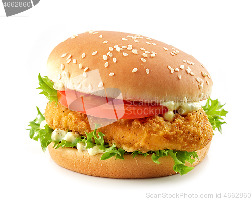 Image of burger with fried chicken