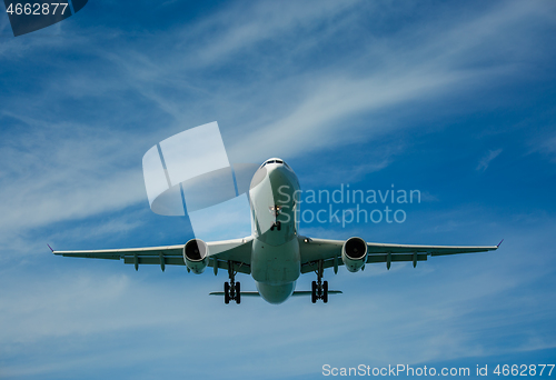 Image of Passenger airplane in clouds