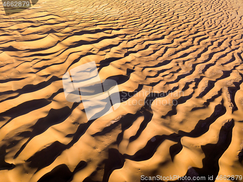 Image of Aerial top view on sand dunes in desert