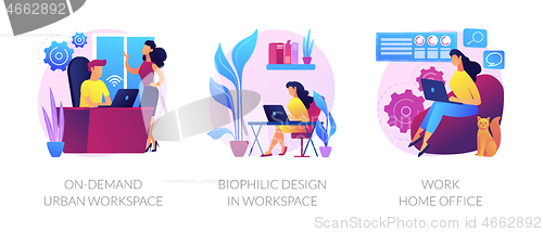 Image of Workplace organization abstract concept vector illustrations.