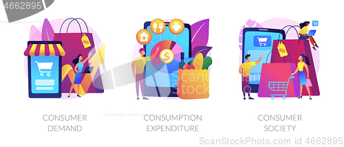 Image of Consumer society abstract concept vector illustrations.