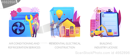 Image of Builder contractor services abstract concept vector illustrations.