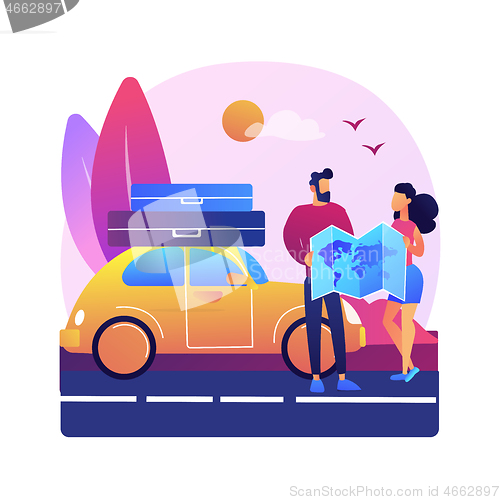 Image of Road trip abstract concept vector illustration.