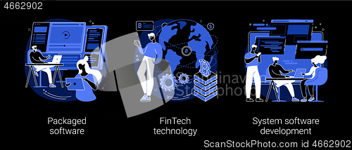 Image of Business applications abstract concept vector illustrations.