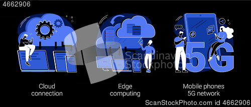 Image of Online data transfer abstract concept vector illustrations.