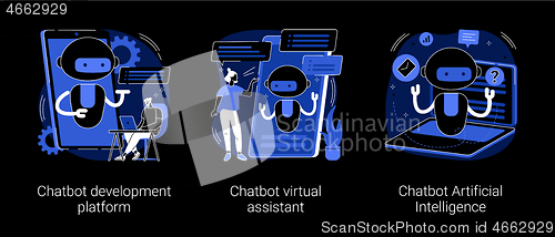Image of Chatbot programming abstract concept vector illustrations.