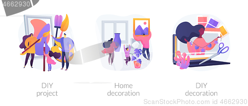 Image of Family house decor abstract concept vector illustrations.