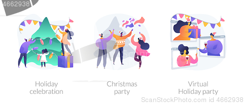 Image of Winter holiday tradition abstract concept vector illustrations.