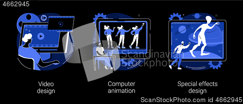 Image of Video post production abstract concept vector illustrations.