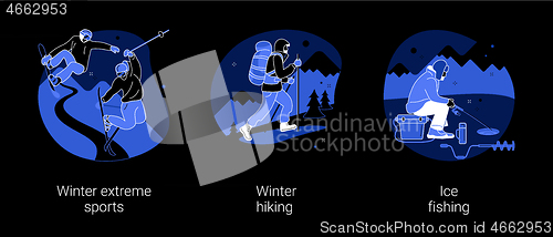 Image of Mountain vacation abstract concept vector illustrations.
