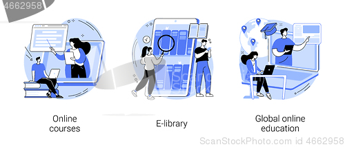 Image of E-learning tools abstract concept vector illustrations.