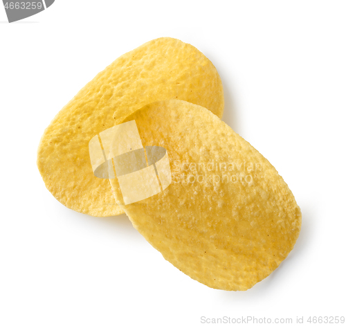 Image of potato chips on white background