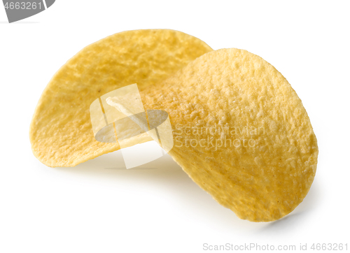 Image of potato chips on white background