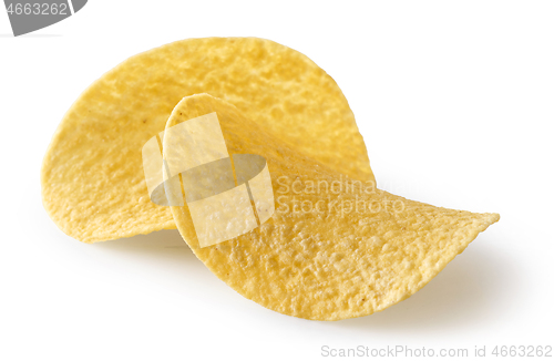 Image of potato chips on white background