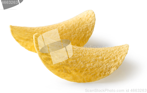 Image of potato chips on white background