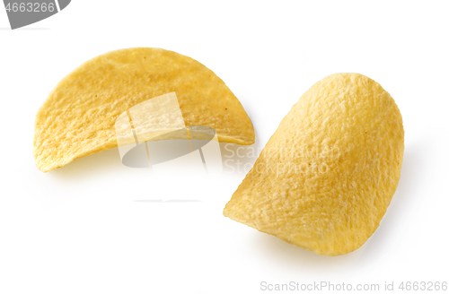 Image of potato chips on white background