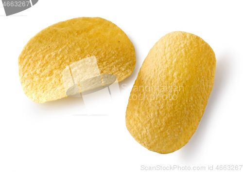 Image of potato chips on white background