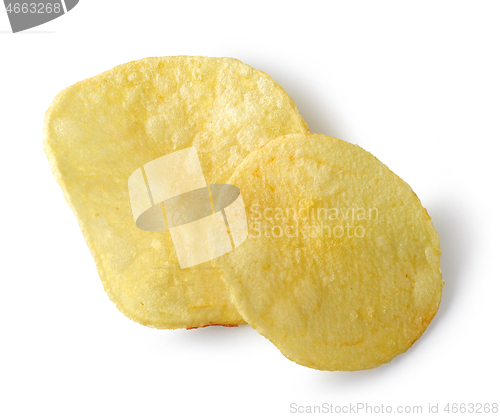 Image of potato chips on white background