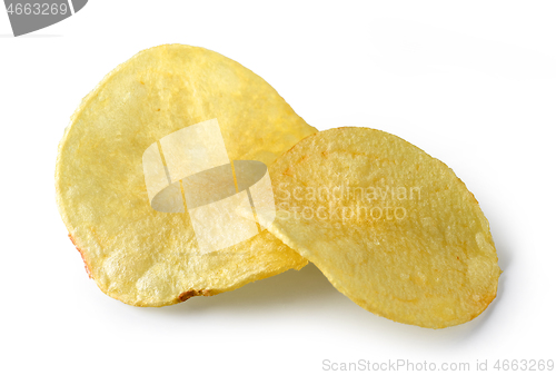 Image of potato chips on white background