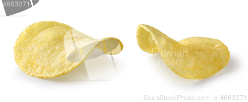 Image of potato chips on white background