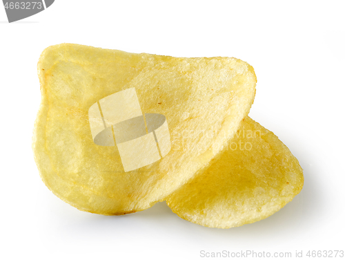 Image of potato chips on white background