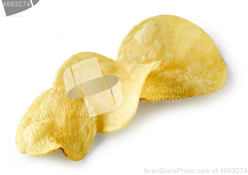 Image of potato chips on white background