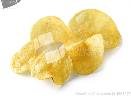 Image of potato chips on white background