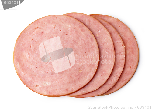 Image of boiled ham sausage slices