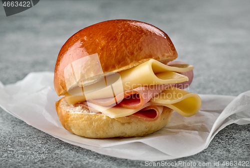 Image of breakfast sandwich with ham and cheese