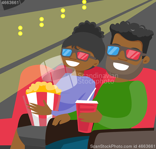 Image of Caucasian couple watching 3D movie