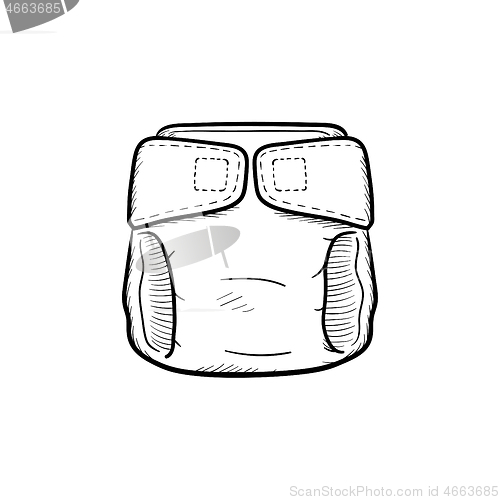 Image of Baby diaper hand drawn outline doodle icon.