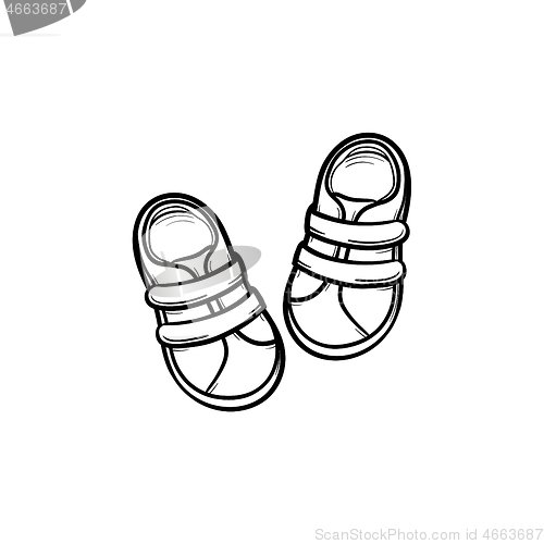 Image of Baby shoes hand drawn outline doodle icon.