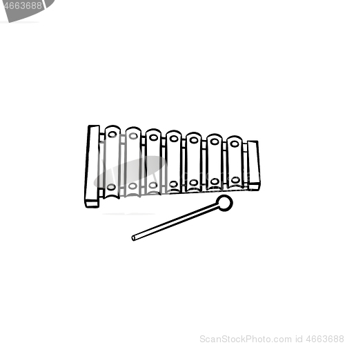 Image of Xylophone toy hand drawn outline doodle icon.