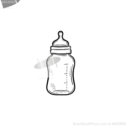 Image of Feeding bottle hand drawn outline doodle icon.