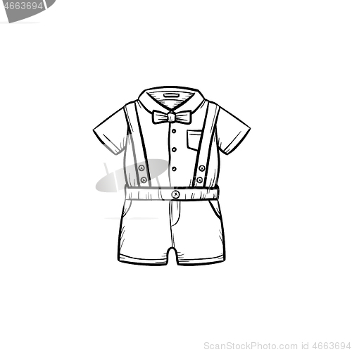 Image of Baby shirt and shorts hand drawn outline doodle icon.