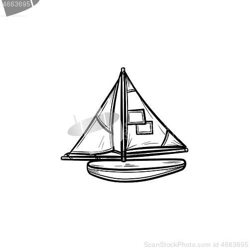 Image of Toy model of a ship hand drawn outline doodle icon.